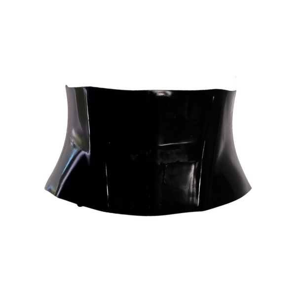 Latex Fashion by Vex The Miranda Belt (Copy) is a glossy, black flared waist belt or corset shown against a white background.